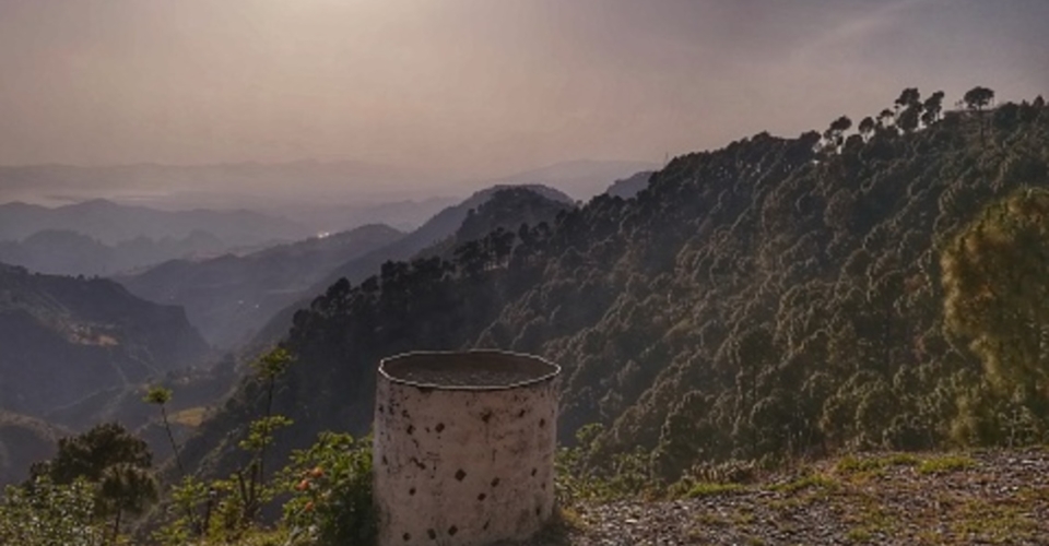 Sunset view from mountains and valley.