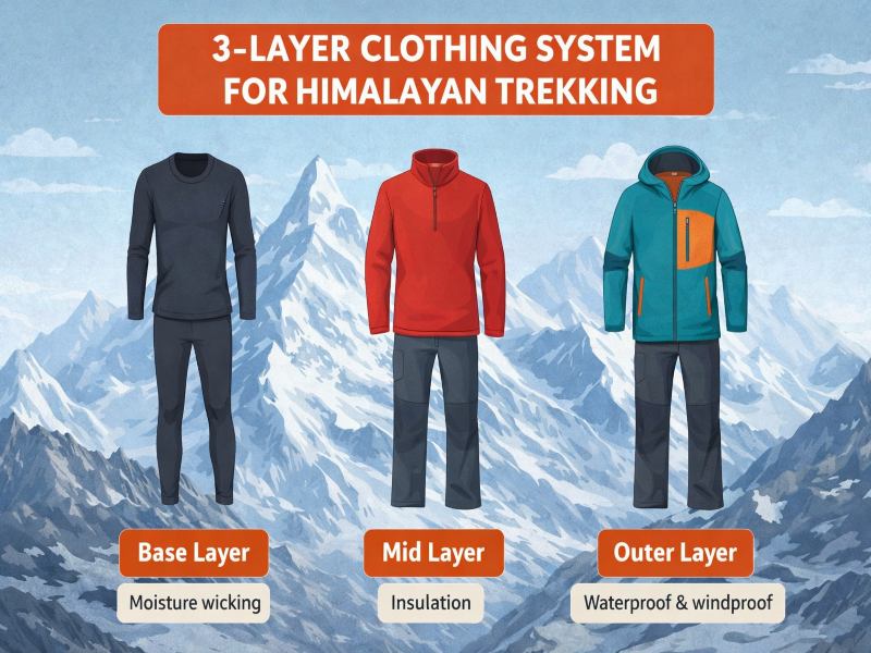 3 Layer Clothing System For Kedarnath Trekking 3 Layer Clothing System For Kedarnath Trekking