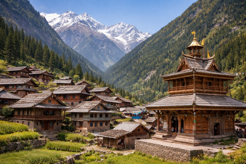Traditional Osla Village Wooden Houses and Duryodhana Temple – Uttarakhand