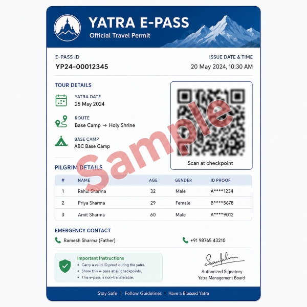 Sample Chardham Yatra e-pass QR code registration letter Sample Chardham Yatra e-pass QR code registration letter
